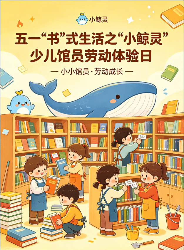 活动预告丨五一“书”式生活——“小鲸灵”少儿馆员劳动体验日